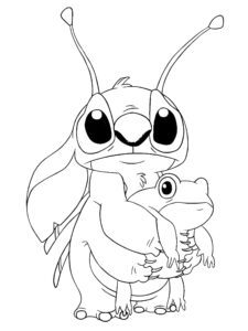 Desenho da angel de Lilo e Stitch e personagem alienigena para colorir