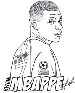 Desenho do mbappe driblando real madrid para colorir